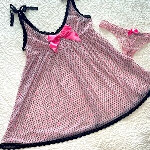 2010 2 Pc High Heel Sexy Little Things Peasant Sheer Nightie and Thong Panty Set